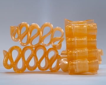 orange ribbon candy filled with white chocolate