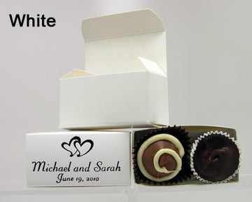 chocolate filled personalized white favor box