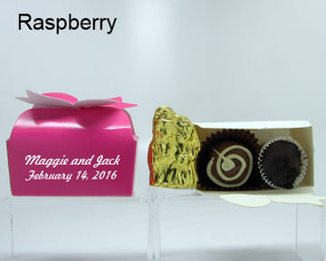 raspberry bow top favor box personalized